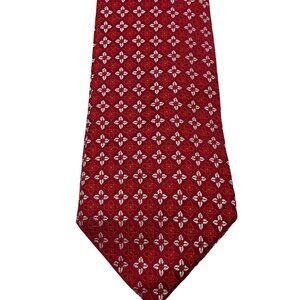 Hugo Boss Red Floral Silk Tie Made in Italy Business Old Money